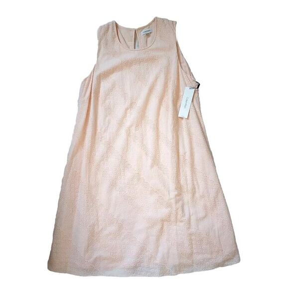 Calvin Klein Women's Cotton Eyelet Trapeze Dress Sz 14W New Lined Knee Length - Picture 1 of 11